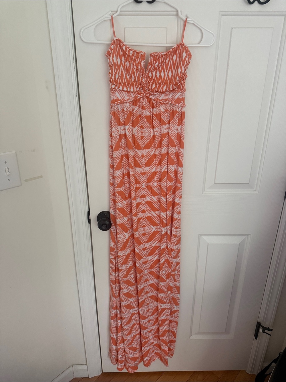 Guess Orange and White Printed Maxi Dress